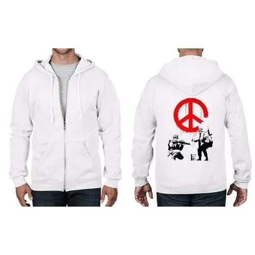 Banksy CND Soldiers Full Zip Hoodie 3XL / White