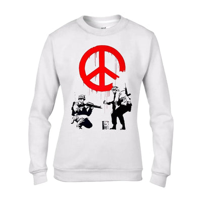 Banksy CND Soldiers Graffiti Women's Sweatshirt Jumper XXL / White