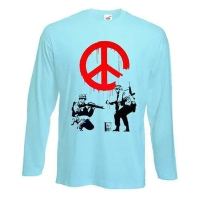 Banksy CND Soldiers Long Sleeve T-Shirt L / Light Blue