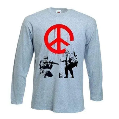 Banksy CND Soldiers Long Sleeve T-Shirt L / Light Grey