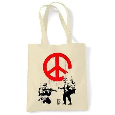 banksy cnd soldiers shoulder bag Cream