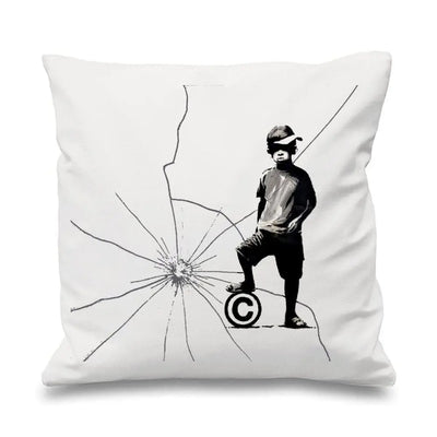 Banksy Copyright Breaker Cushion