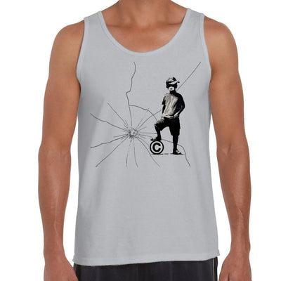 Banksy Copyright Breaker Men's Tank Vest Top L / Light Grey