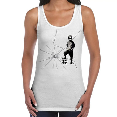 Banksy Copyright Breaker Women's Tank Vest Top S / White