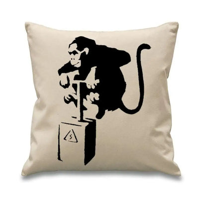 Banksy Detonator Monkey Cushion Cream