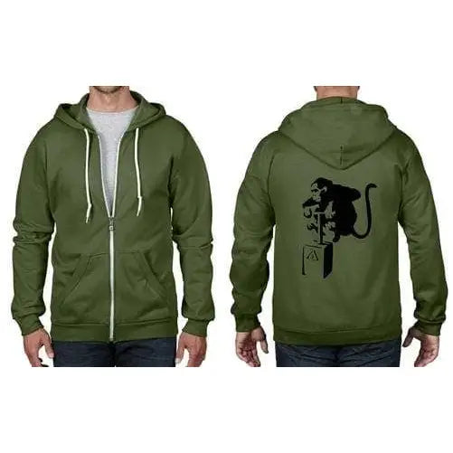 Banksy Detonator Monkey Full Zip Hoodie M / City Green