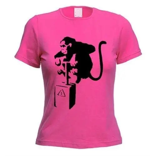 Banksy Detonator Monkey Ladies T-Shirt M / Dark Pink