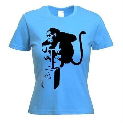 Banksy Detonator Monkey Ladies T-Shirt M / Light Blue