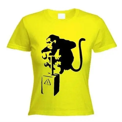Banksy Detonator Monkey Ladies T-Shirt M / Yellow