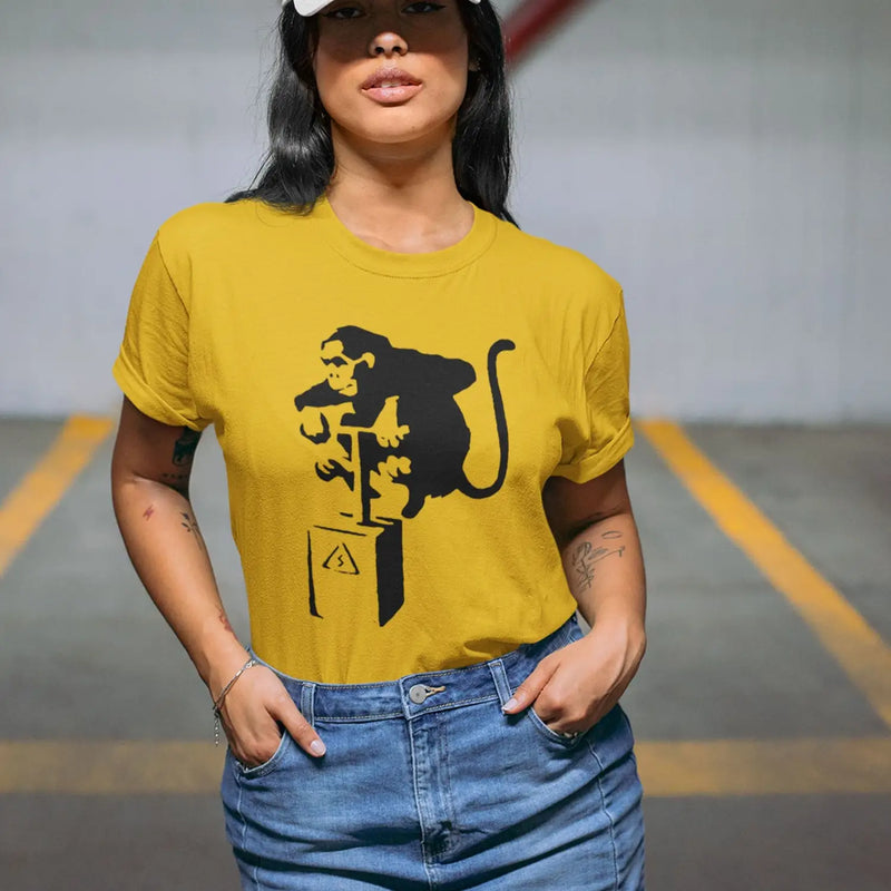 Banksy Detonator Monkey Ladies T-Shirt - Womens T-Shirt