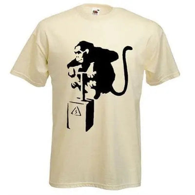 Banksy Detonator Monkey Mens T-Shirt XL / Cream