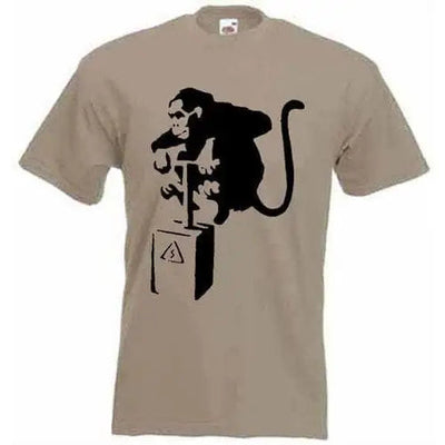 Banksy Detonator Monkey Mens T-Shirt XL / Khaki