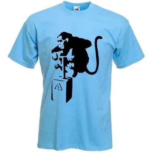 Banksy Detonator Monkey Mens T-Shirt XL / Light Blue