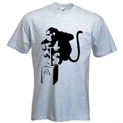 Banksy Detonator Monkey Mens T-Shirt XL / Light Grey