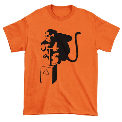 Banksy Detonator Monkey Mens T-Shirt XL / Orange