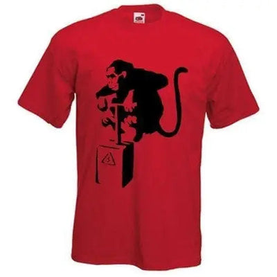 Banksy Detonator Monkey Mens T-Shirt XL / Red
