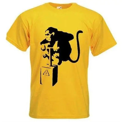 Banksy Detonator Monkey Mens T-Shirt XL / Yellow