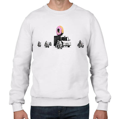 Banksy Donut Graffiti Men's Sweatshirt Jumper XL / White