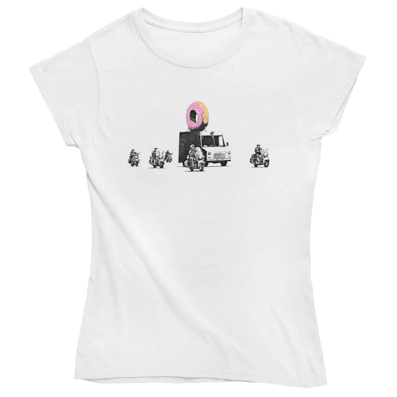Banksy Donut Ladies T-Shirt - M - Womens T-Shirt