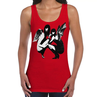 Banksy Drunk Crouching Angels Women's Tank Vest Top S / Red