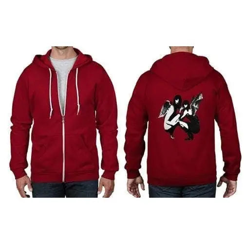 Banksy Drunken Crouching Angels Full Zip Hoodie M / Red