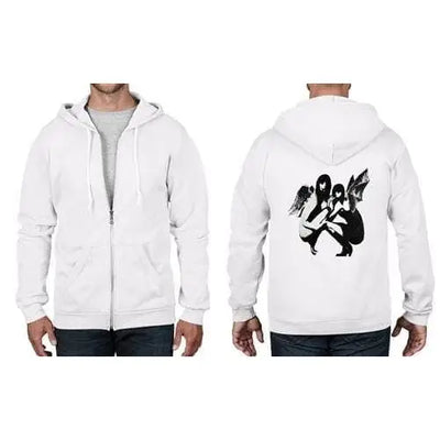 Banksy Drunken Crouching Angels Full Zip Hoodie M / White