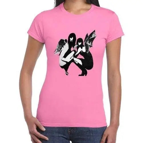 Banksy Drunken Crouching Angels Ladies T-shirt XL / Light Pink
