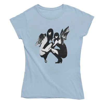 Banksy Drunken Crouching Angels Ladies T-shirt - XL / Sky