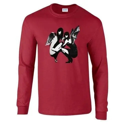 Banksy Drunken Crouching Angels Mens Long Sleeve T-Shirt XXL / Red