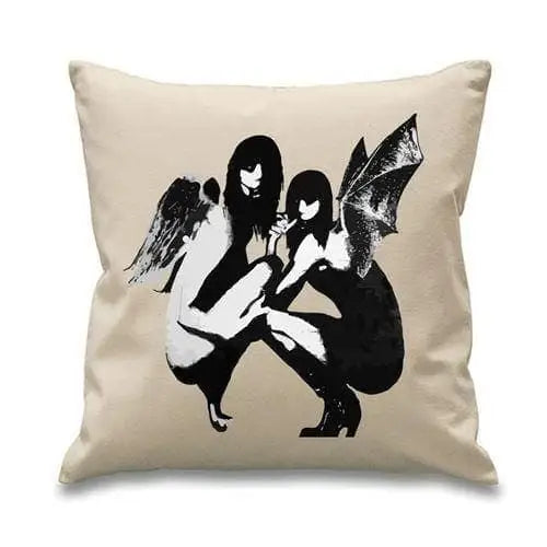 Banksy Drunken Crouching Angels Sofa Cushion Cream