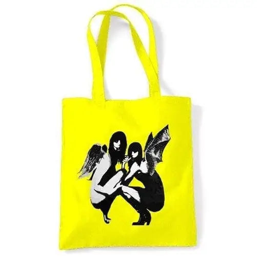 Banksy Drunken Crouching Angels Tote Shoulder bag Yellow