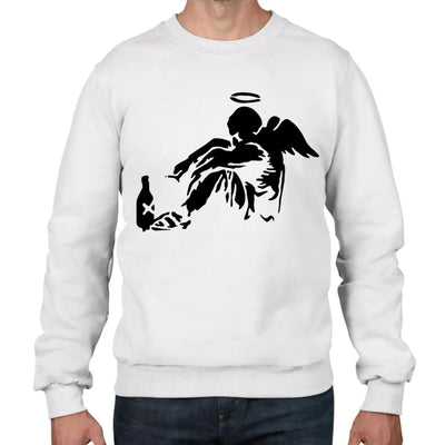 Banksy Fallen Angel Graffiti Men's Sweatshirt Jumper M / White