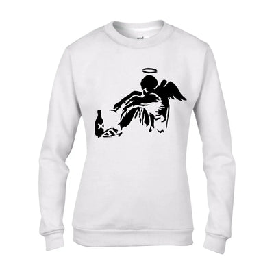 Banksy Fallen Angel Graffiti Women's Sweatshirt Jumper L / White