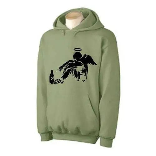 Banksy Fallen Angel Hoodie M / Khaki