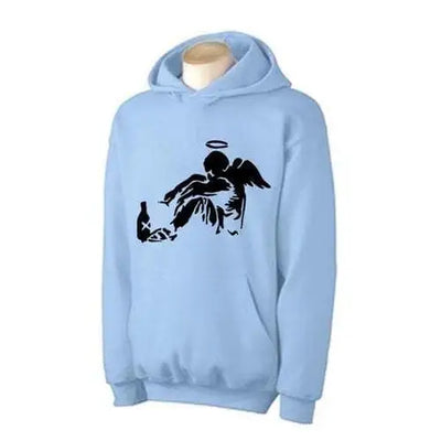 Banksy Fallen Angel Hoodie M / Light Blue