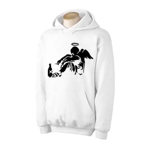 Banksy Fallen Angel Hoodie M / White