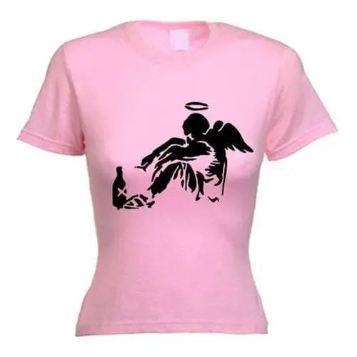 Banksy Fallen Angel Ladies T-Shirt M / Light Pink