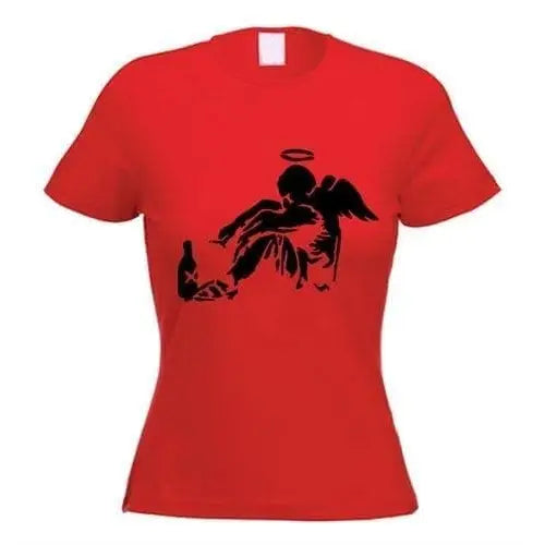 Banksy Fallen Angel Ladies T-Shirt M / Red