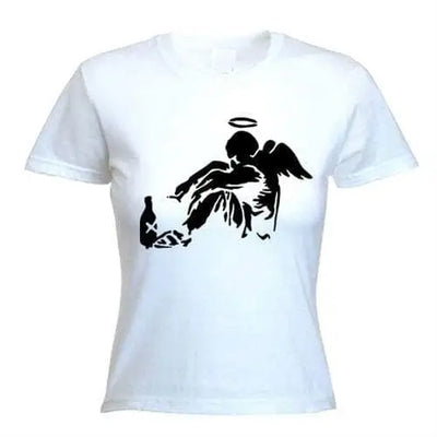 Banksy Fallen Angel Ladies T-Shirt M / White