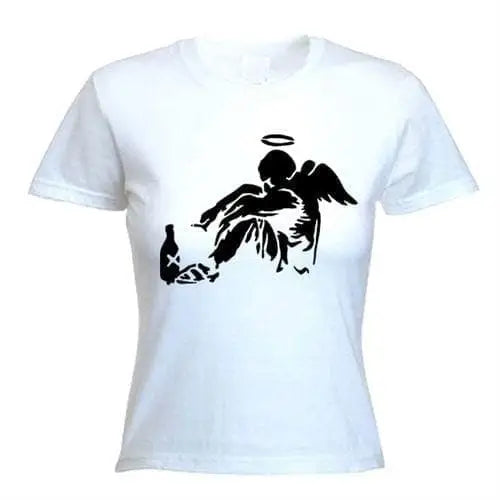 Banksy Fallen Angel Ladies T-Shirt M / White
