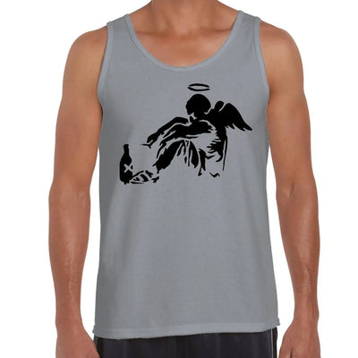 Banksy Fallen Angel Men's Tank Vest Top S / Light Grey