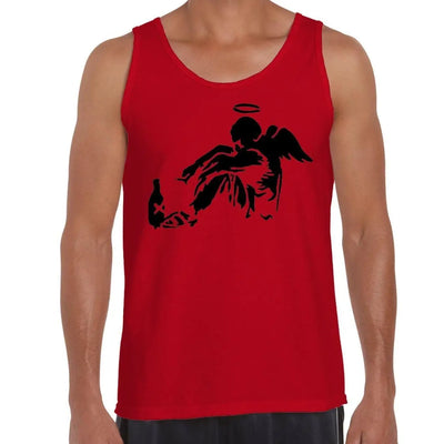 Banksy Fallen Angel Men's Tank Vest Top S / Red