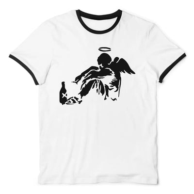 Banksy Fallen Angel Ringer T-Shirt L