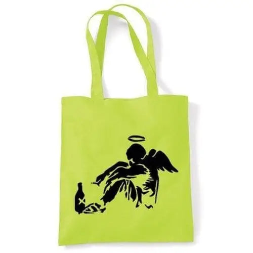 Banksy Fallen Angel Shoulder bag Lime Green