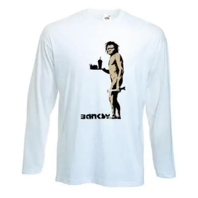 Banksy Fast Food Caveman Long Sleeve T-Shirt