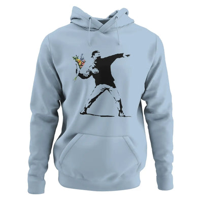 banksy flower thrower Hoodie - S / Light Blue - Hoodie