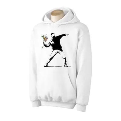 banksy flower thrower Hoodie S / White