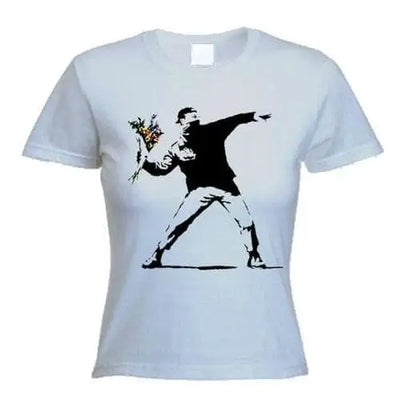 banksy flower thrower Ladies t-shirt S / Light Grey
