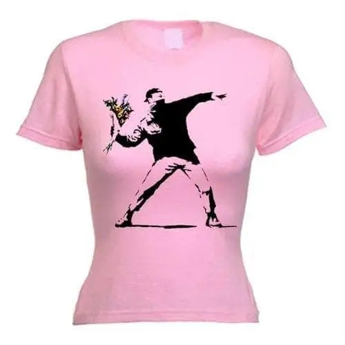 banksy flower thrower Ladies t-shirt S / Light Pink