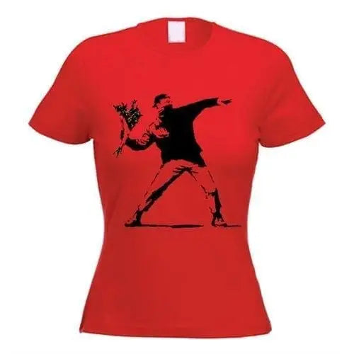 banksy flower thrower Ladies t-shirt S / Red